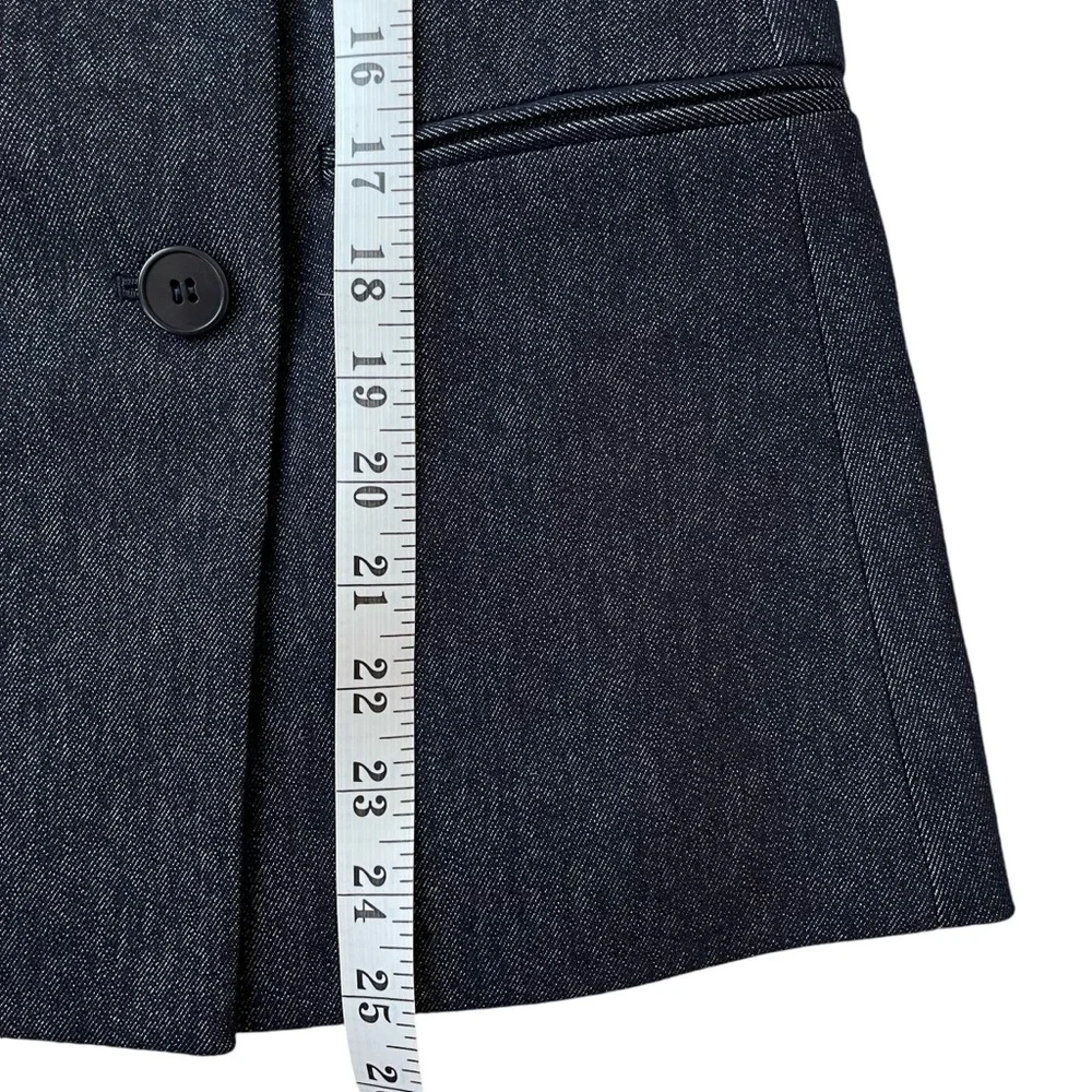 Theory Double Breasted Stretch Denim Navy Blazer NWT - Picture 13 of 16